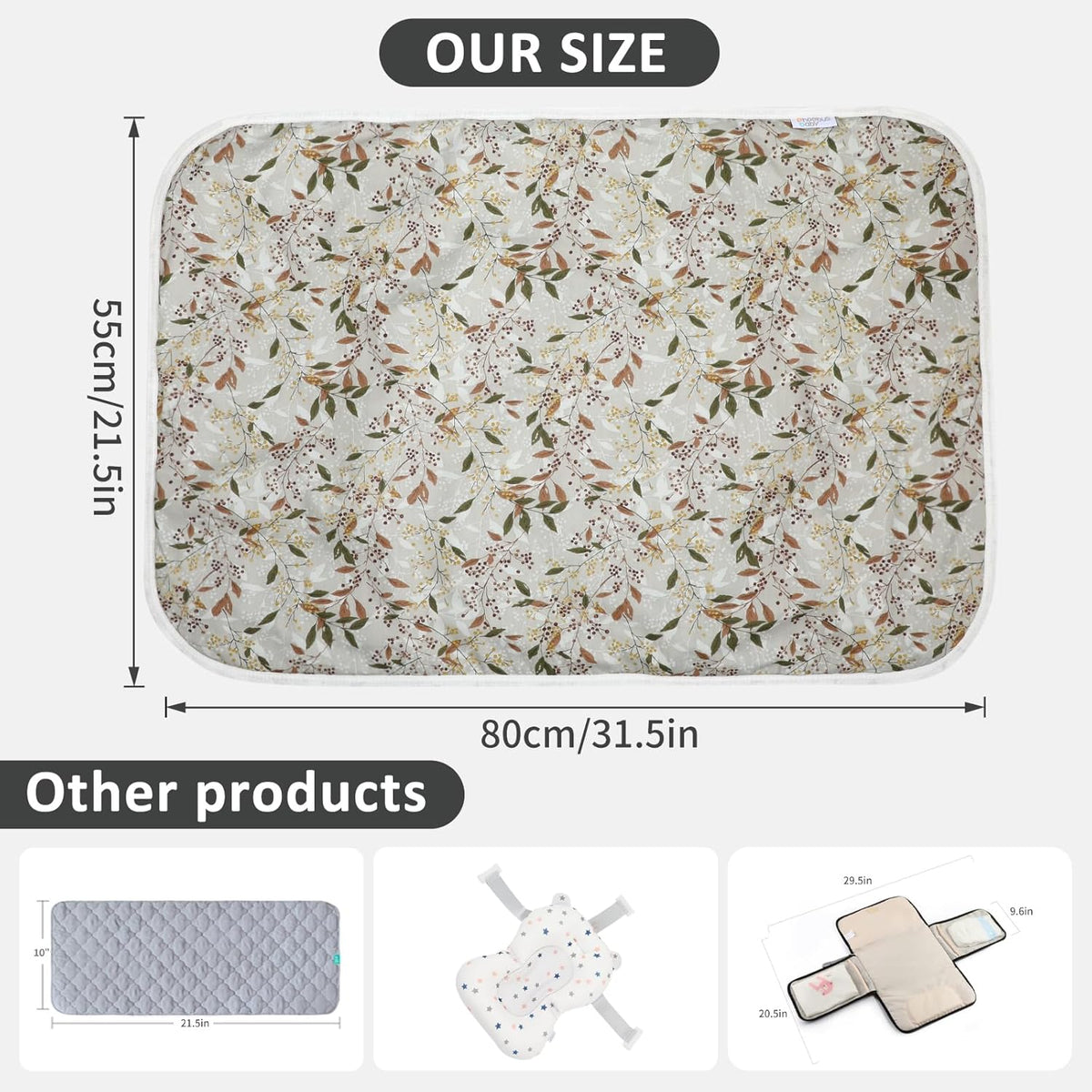 Baby Diaper Changing Pad, 21 5/8" x 31.5" Waterproof Changing Pad Liners - Reusable Soft and