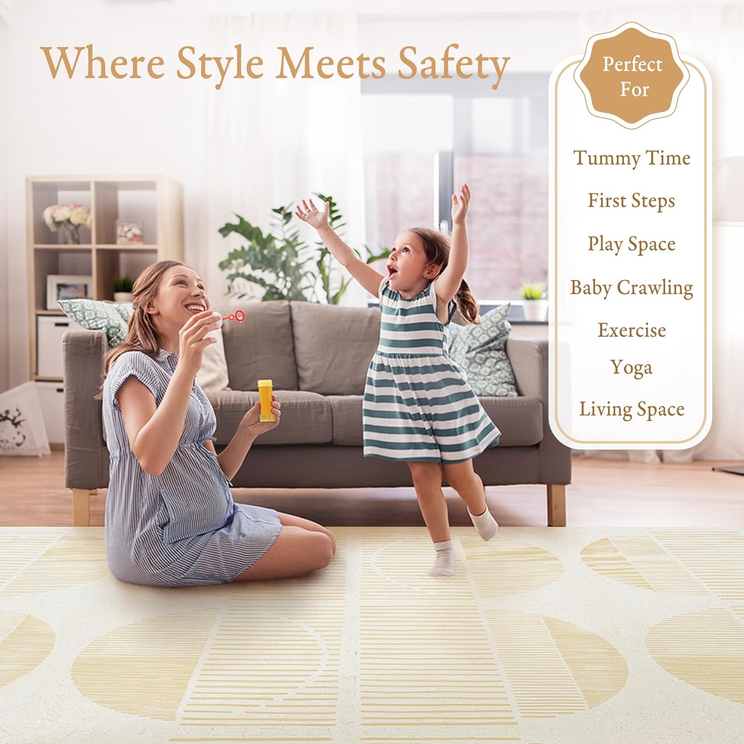 Premium Exercise & Baby Foam Play Mats - Stylish & Large Non-Toxic Odorless Floor Mat - 6 Tiles