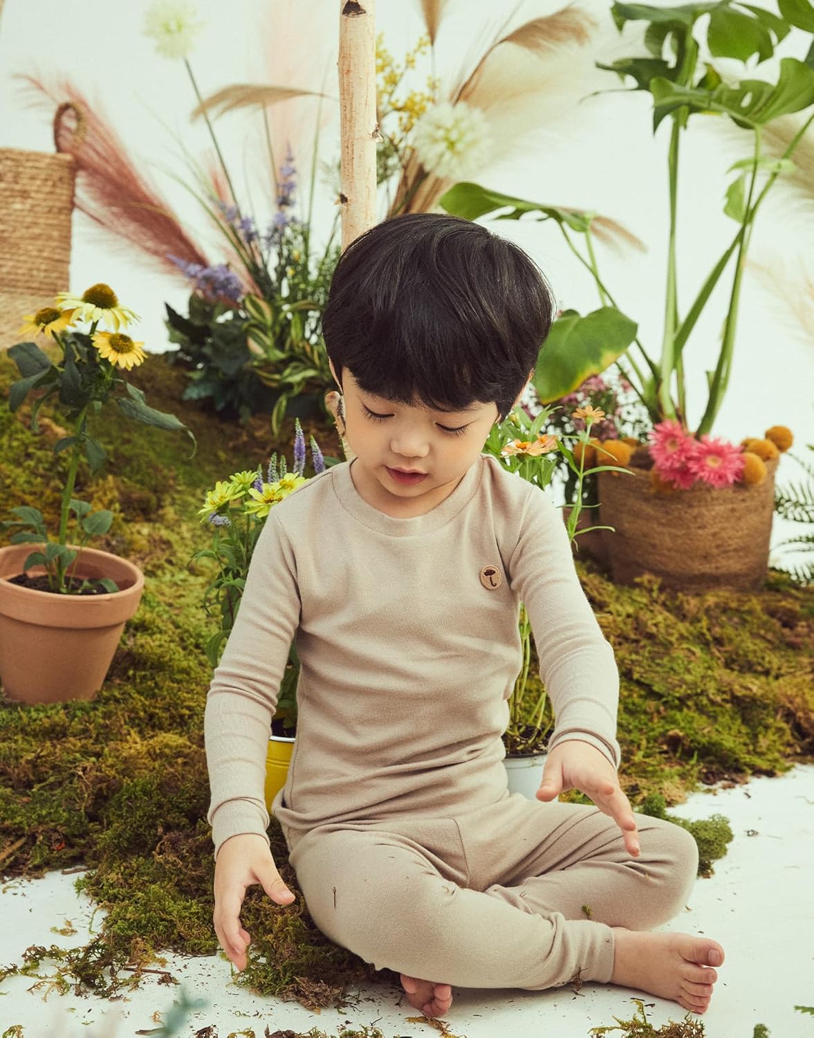 moimoln 6M-8Y Modal Cotton Solid Soft Breathable Baby Toddler Boys Girls Snug fit Pjs Long Sleeve