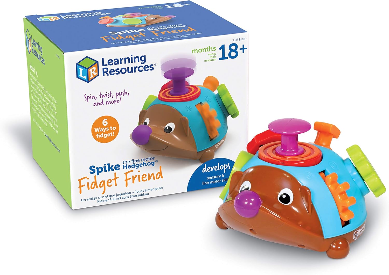 Learning Resources Spike the Fine Motor Hedgehog Fidget Friend -Ages 18+ months Fine Motor and