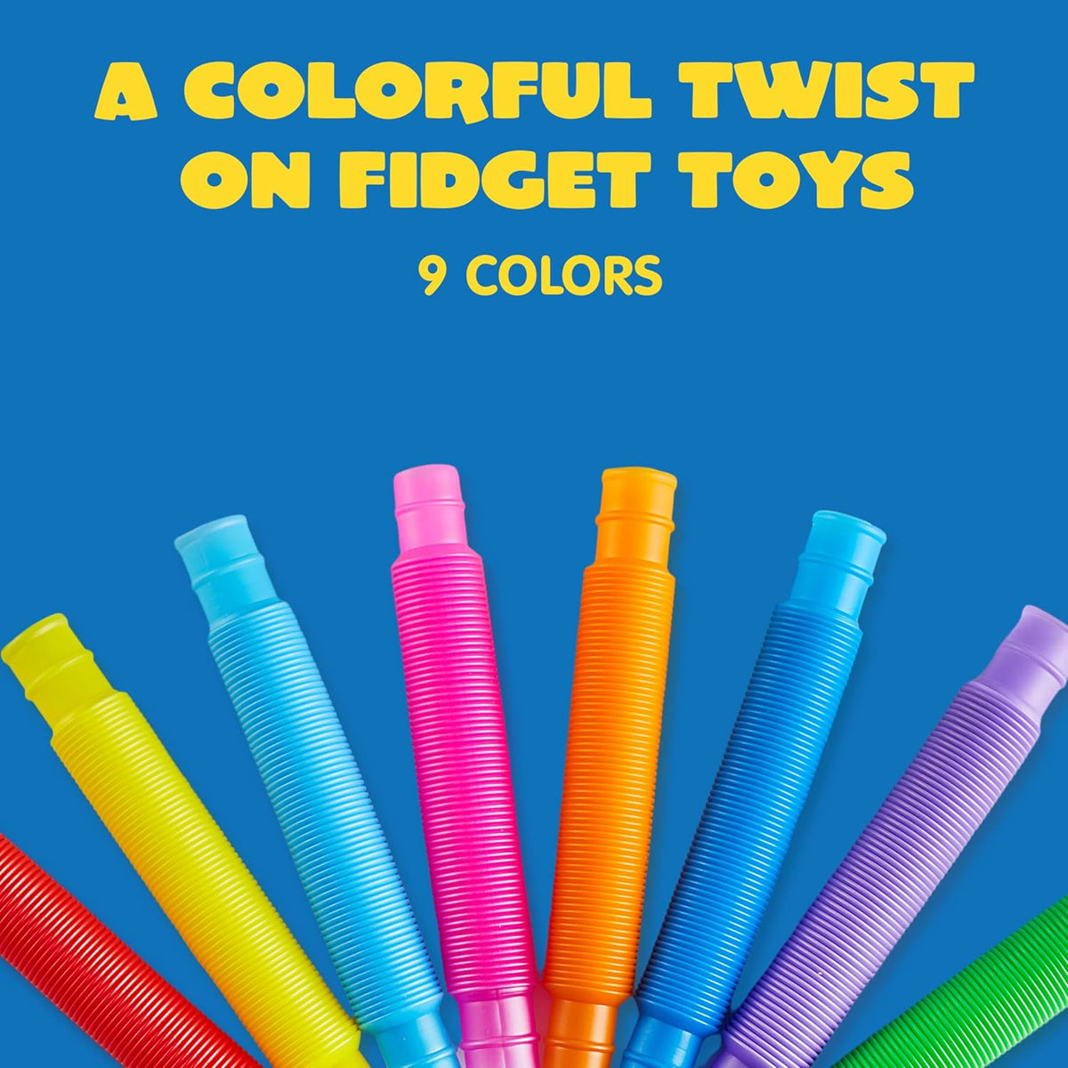 JOYIN 36 Pack Pop Tubes, Sensory Toys（Small） Fidget Tubes Party Favors - 9 Colors, Connectable and
