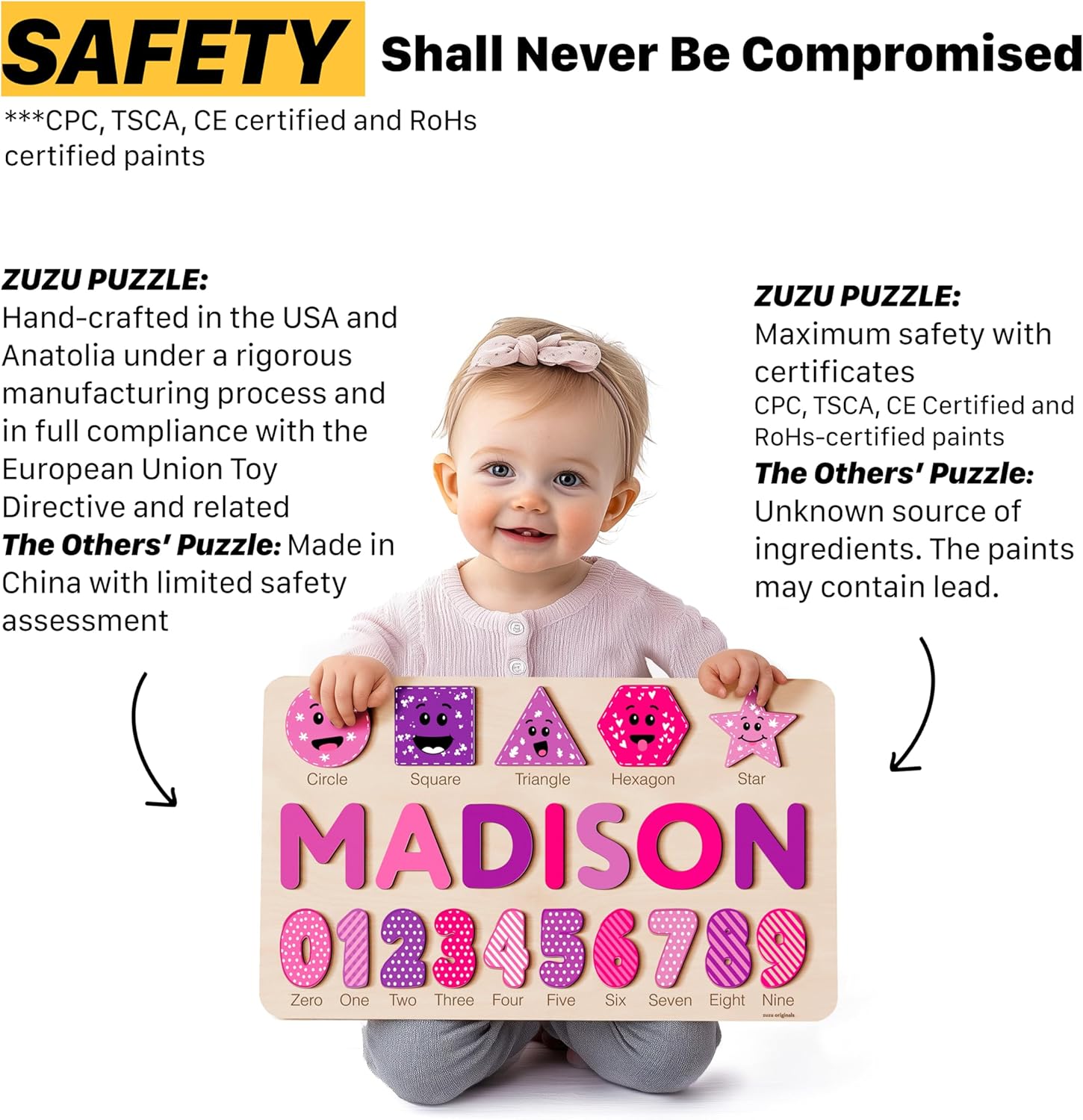 Puzzles for Toddlers Boy and Girl, Personalized Name Puzzle, 12 Month Toy, Gifts for 0 1 2 3 Years