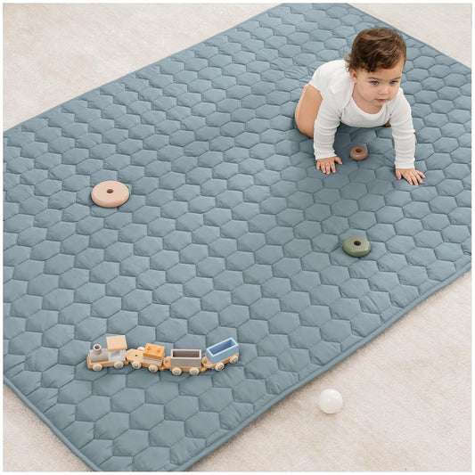 Comfy Cubs Rectangle Kids Play Mat - Medium 48 x 72 inches Soft Quilted Baby Floor Mat with