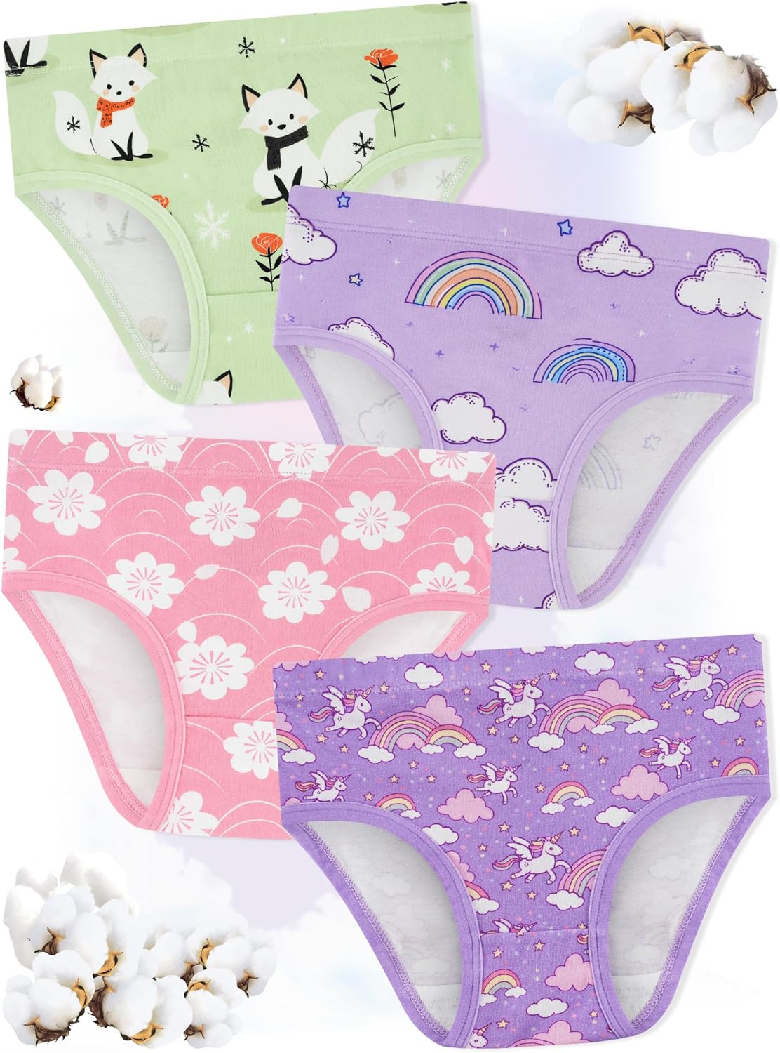 Girls' Underwear,Soft Cotton Tagless Panties for Toddlers' & Little Kids' Comfort,Breathable