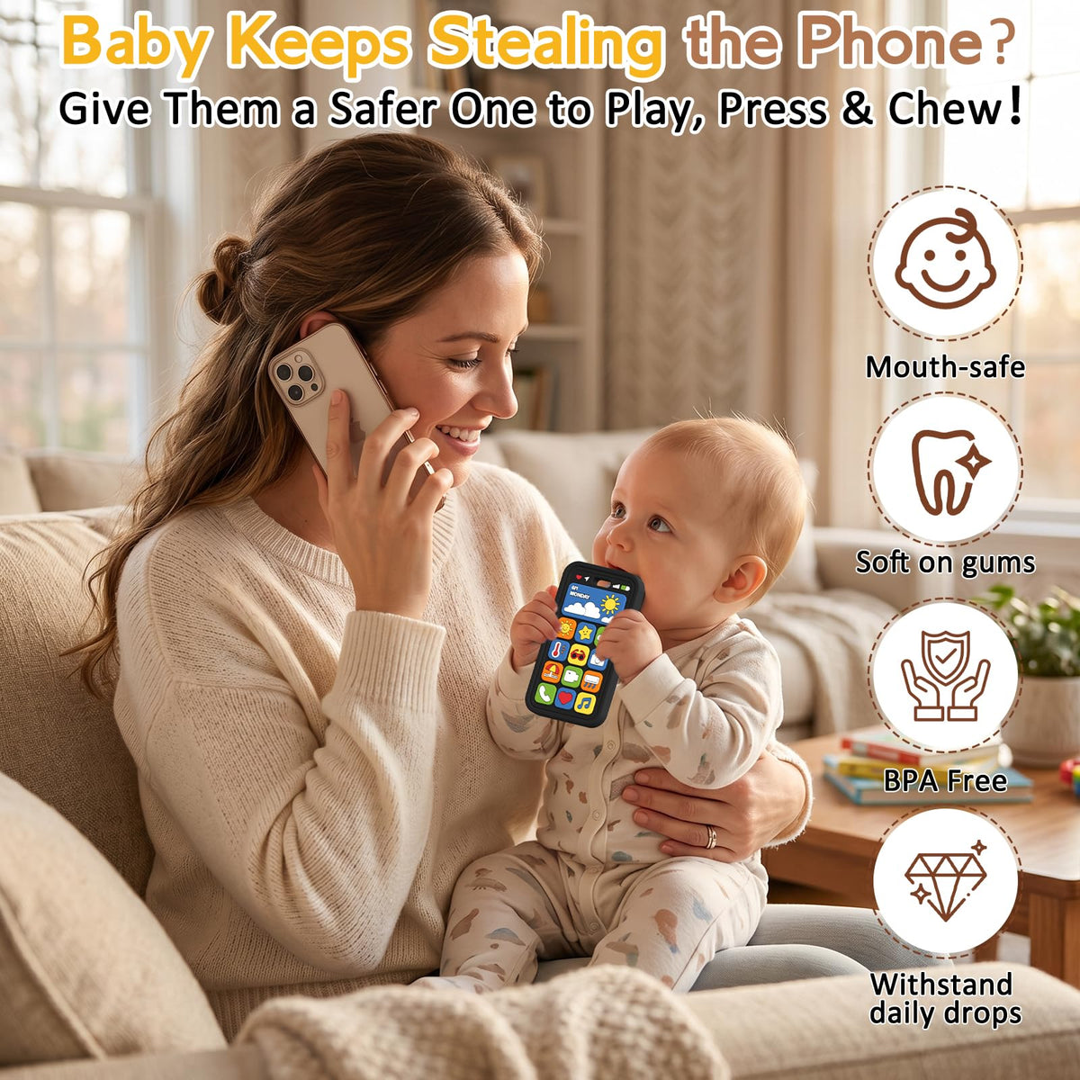 Baby Teething Toys Silicone Baby Phone Teether Over 3 Months
