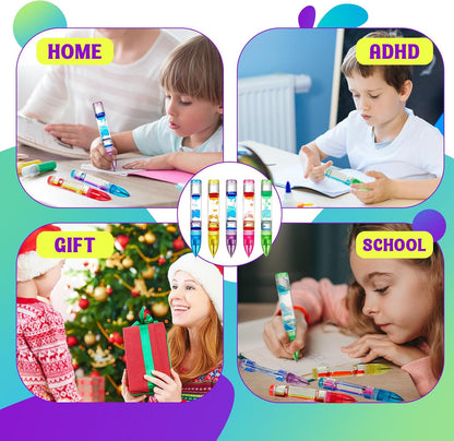 10 Pcs Liquid Motion Bubbler Pens Colorful Hourglass Bubbler Toy Liquid Pen Novelty Sensory Pen Fun