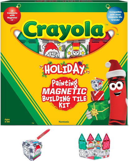CreateOn Crayola PaintOn Holiday Magnetic Tiles, Magnetic Kids’ Building Toys, STEM Learning Travel