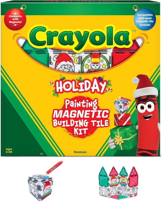 CreateOn Crayola PaintOn Holiday Magnetic Tiles, Magnetic Kids’ Building Toys, STEM Learning Travel