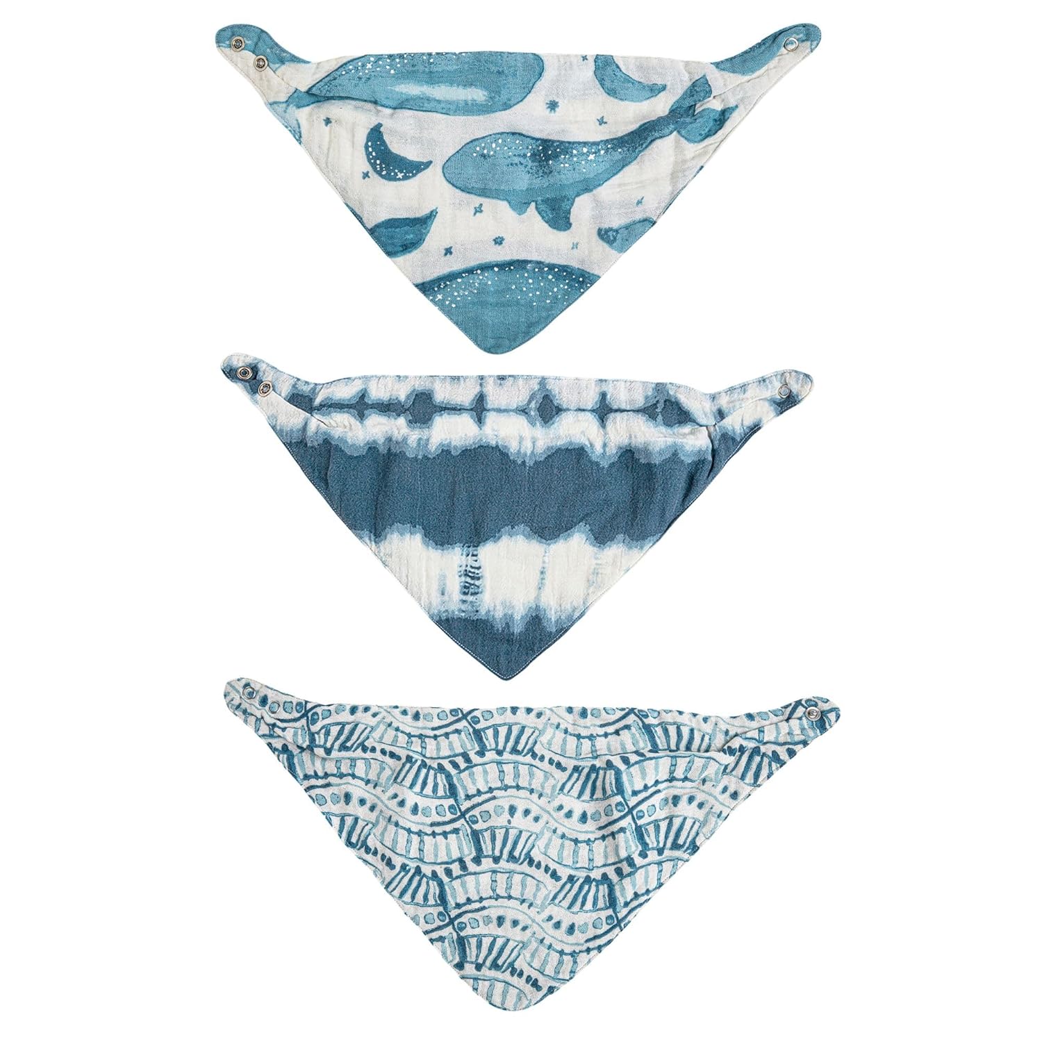 Crane Baby Soft Muslin Baby Bib Set, Adjustable and Absorbent Bandana Style Bibs for Boys and