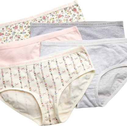 Laura Ashley Girls Underwear - 5 Pack Soft Stretch Breathable Panties for Girls - Lightweight