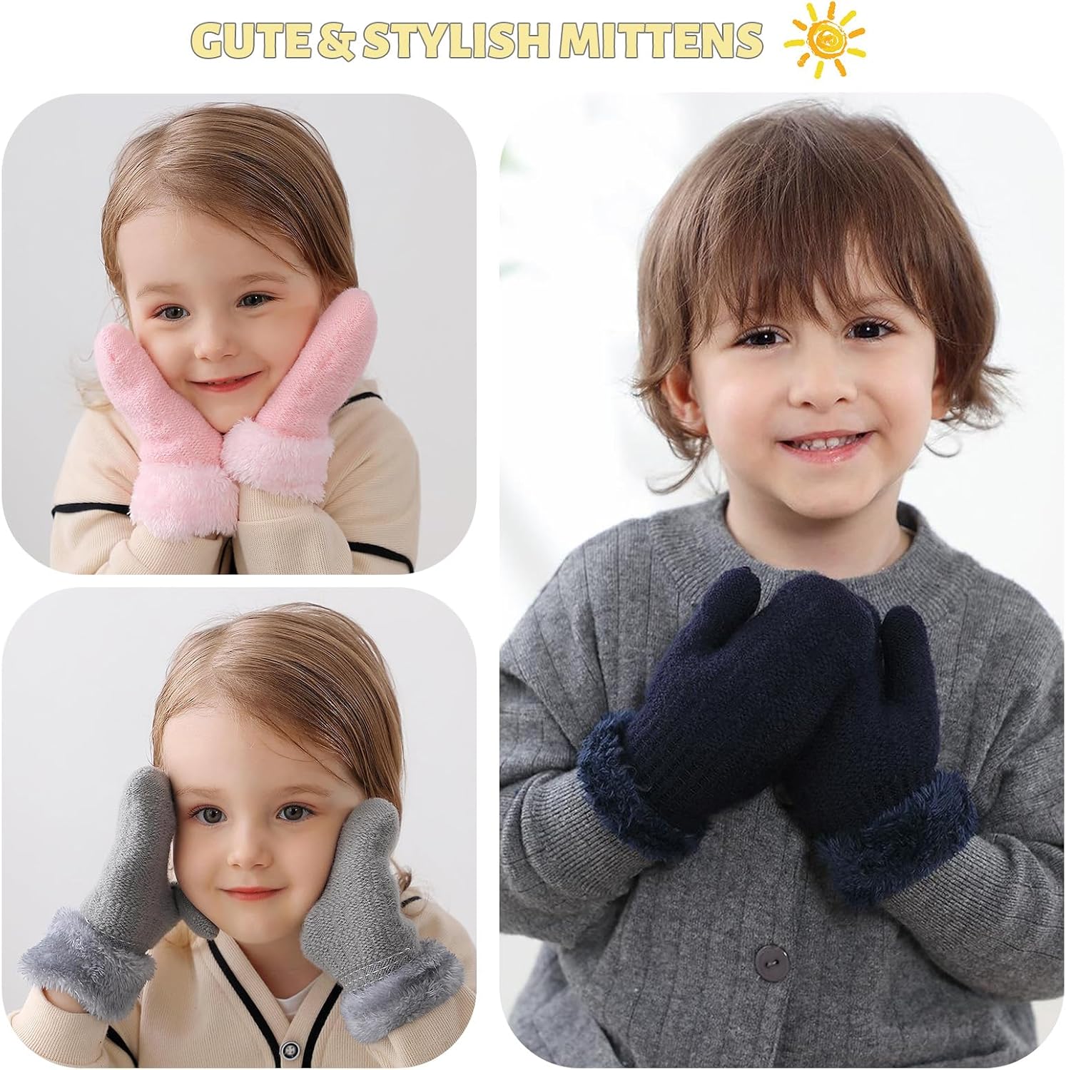 PESAAT Baby Girl Mittens Fleece Toddler Boy Mittens Warm Kids Winter Gloves Unisex Cold Weather