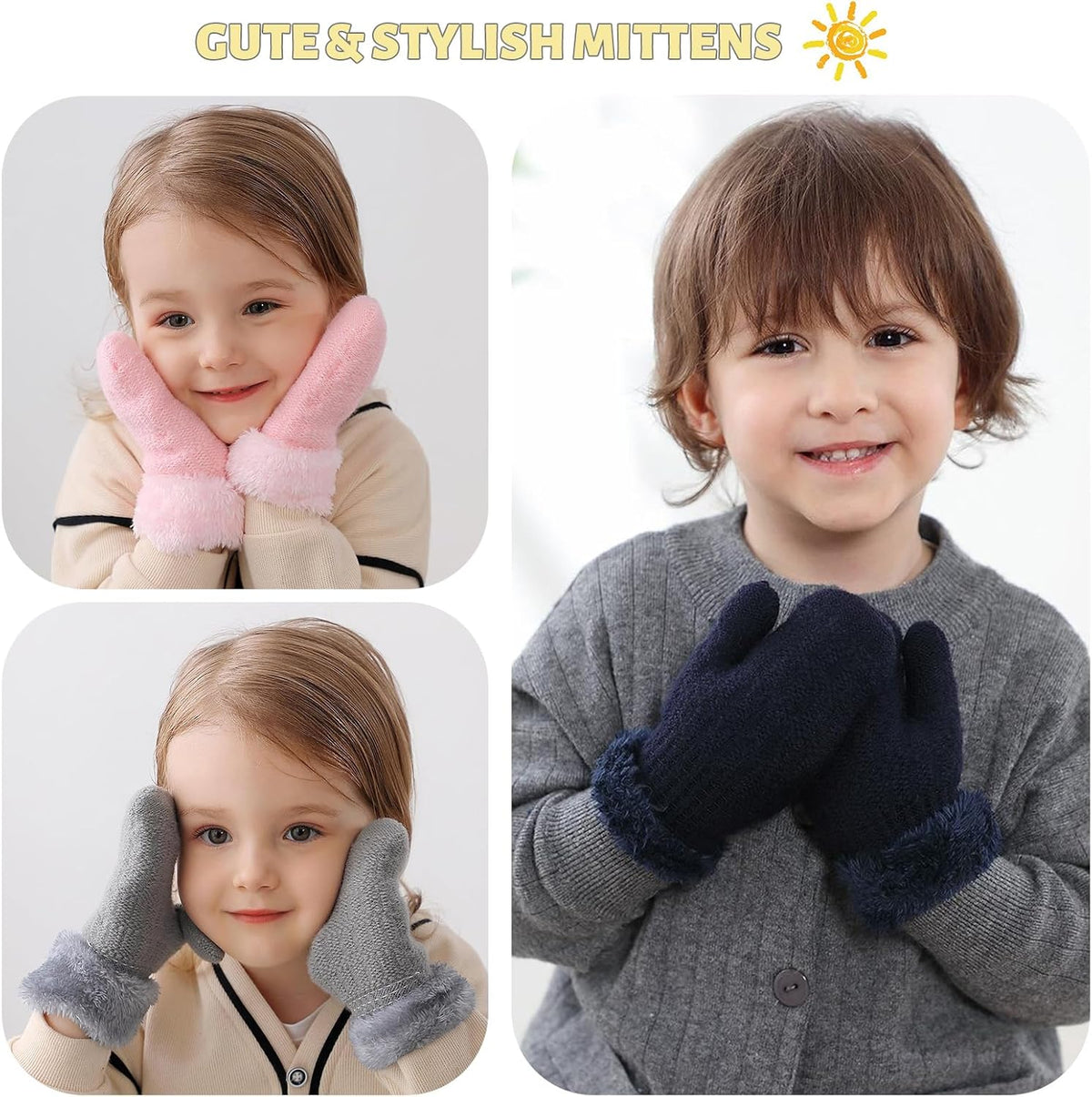 PESAAT Baby Girl Mittens Fleece Toddler Boy Mittens Warm Kids Winter Gloves Unisex Cold Weather