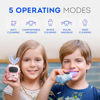 Bendi Kids U-Shaped Electric Toothbrush Ages 2-7 – 360° Mouthguard Design with Memory, 5 Brushing