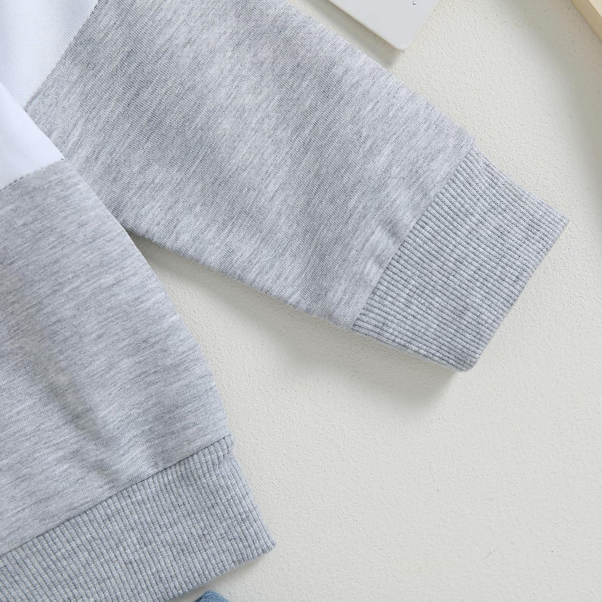 Kupretty Toddler Baby Boy Fall Winter Clothes Color Block Long Sleeve Sweatshirt Pullover Tops +