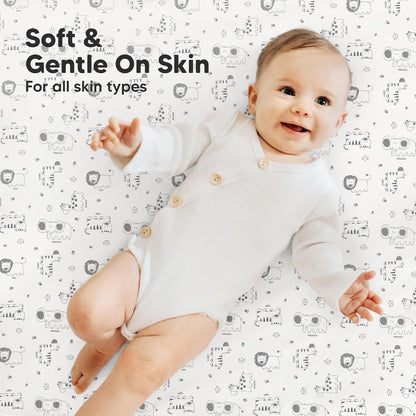 2-Pack Mini Crib Sheets Fitted - 38x26 Pack N Play Sheets for Pack and Play Mattress, Organic