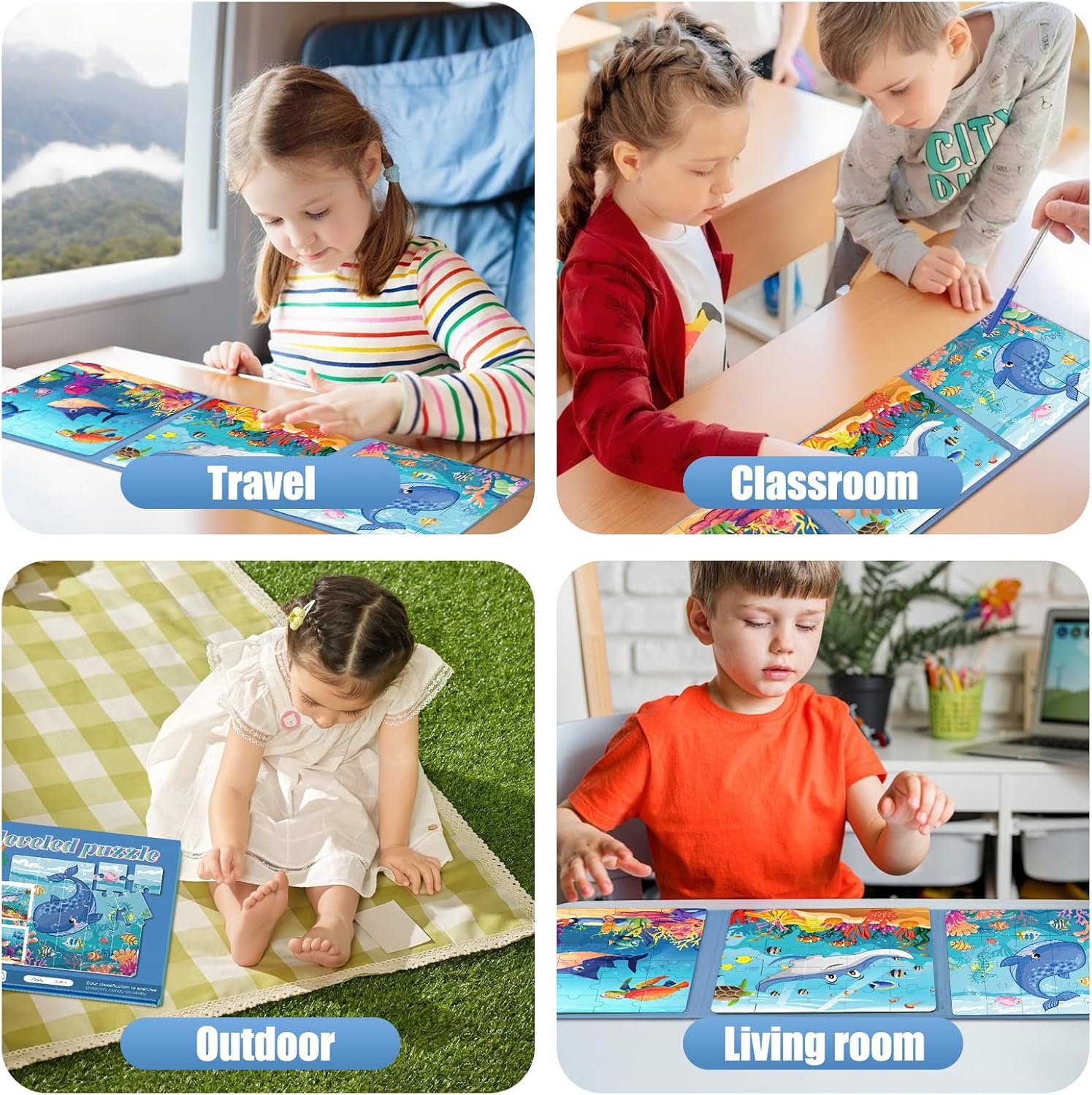 Magnetic Puzzles for Toddlers 3-5 , 75-Pieces Travel Toys , Sea Puzzles Ages 4-6, Educational