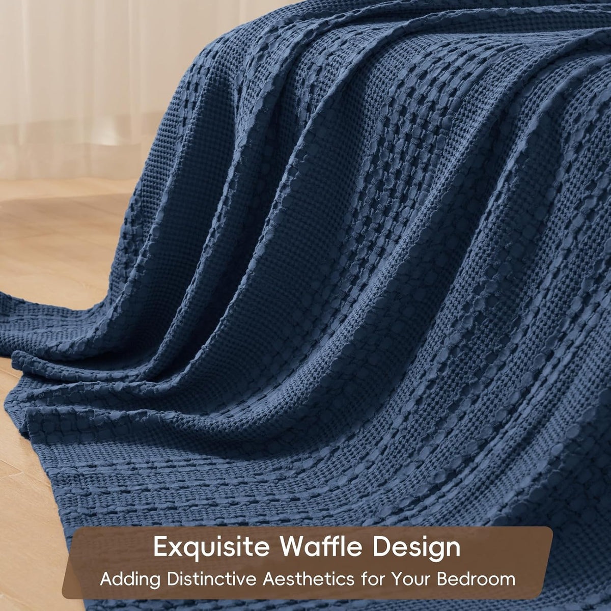 PHF 100% Cotton Waffle Weave Blanket King Size, Soft Lightweight Breathable Cozy Summer Blankets