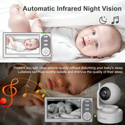 HelloBaby 4.3'' Video Baby Monitor with 30 Hours Battery, Remote Pan-Tilt-Zoom Baby Monitor No
