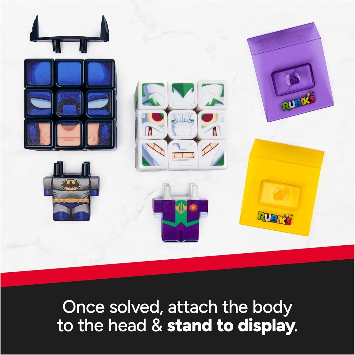 Rubik’s Cube Batman and Joker Cubers 2-Pack, Problem-Solving Challenging Brain Teaser Collectible