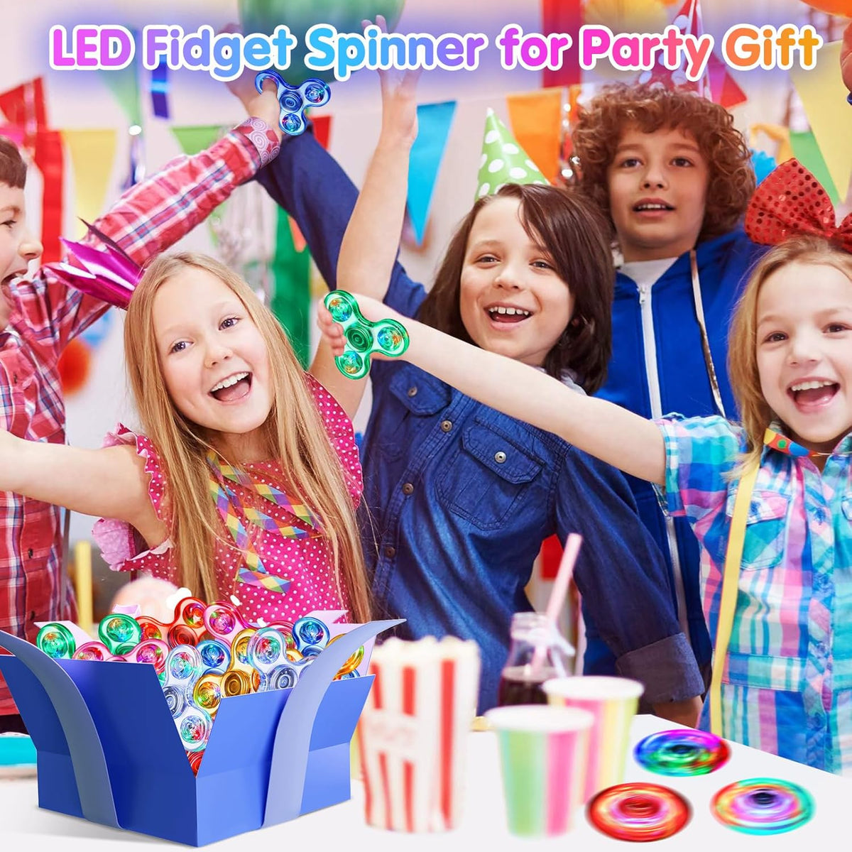 Gigilli Fidget Spinners 12 Pack, Party Favors LED Light Up Bulk Fidget Spinners, Kids Fidget Toy
