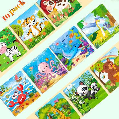 Puzzles for Kids Ages 4-6, 10 Pack of 20 Piece Wooden Jigsaw Puzzles for Toddlers Ages 3-5 Jigsaw