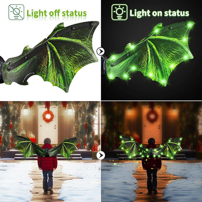 Toddler Electric Dragon Wings, Kids Dinosaur Costume Wings with LED Light & Music, Halloween Dino