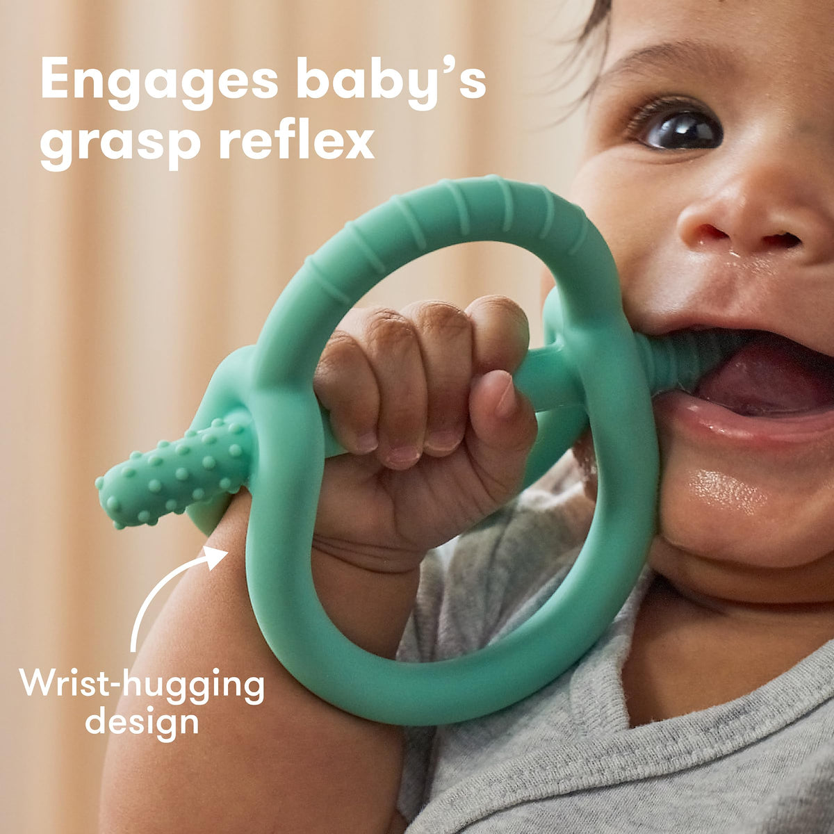 Frida Baby Get-A-Grip Silicone Teether for Teething Pain Relief, Teal