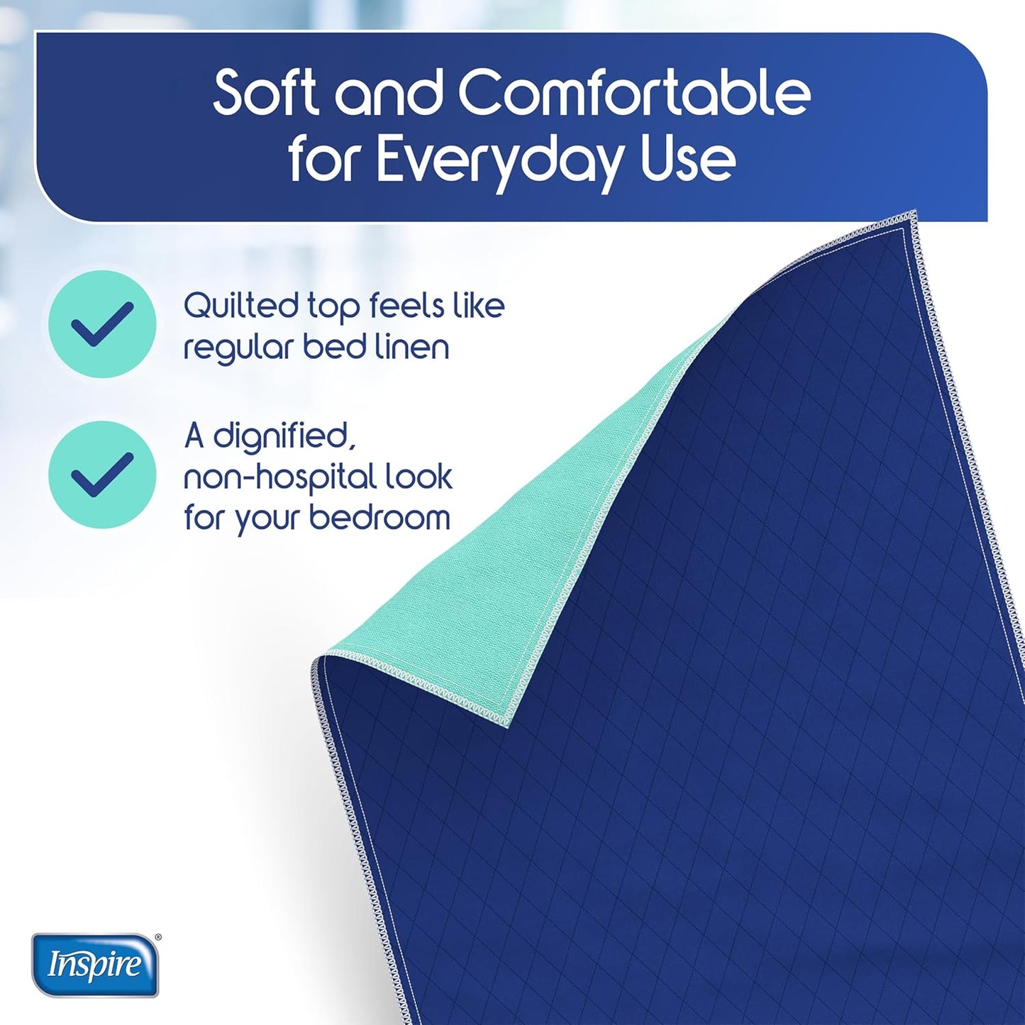 Inspire Waterproof Mattress Protector, Dark Colored to Hide Stains, Extra Large 34 x 54, Quilted