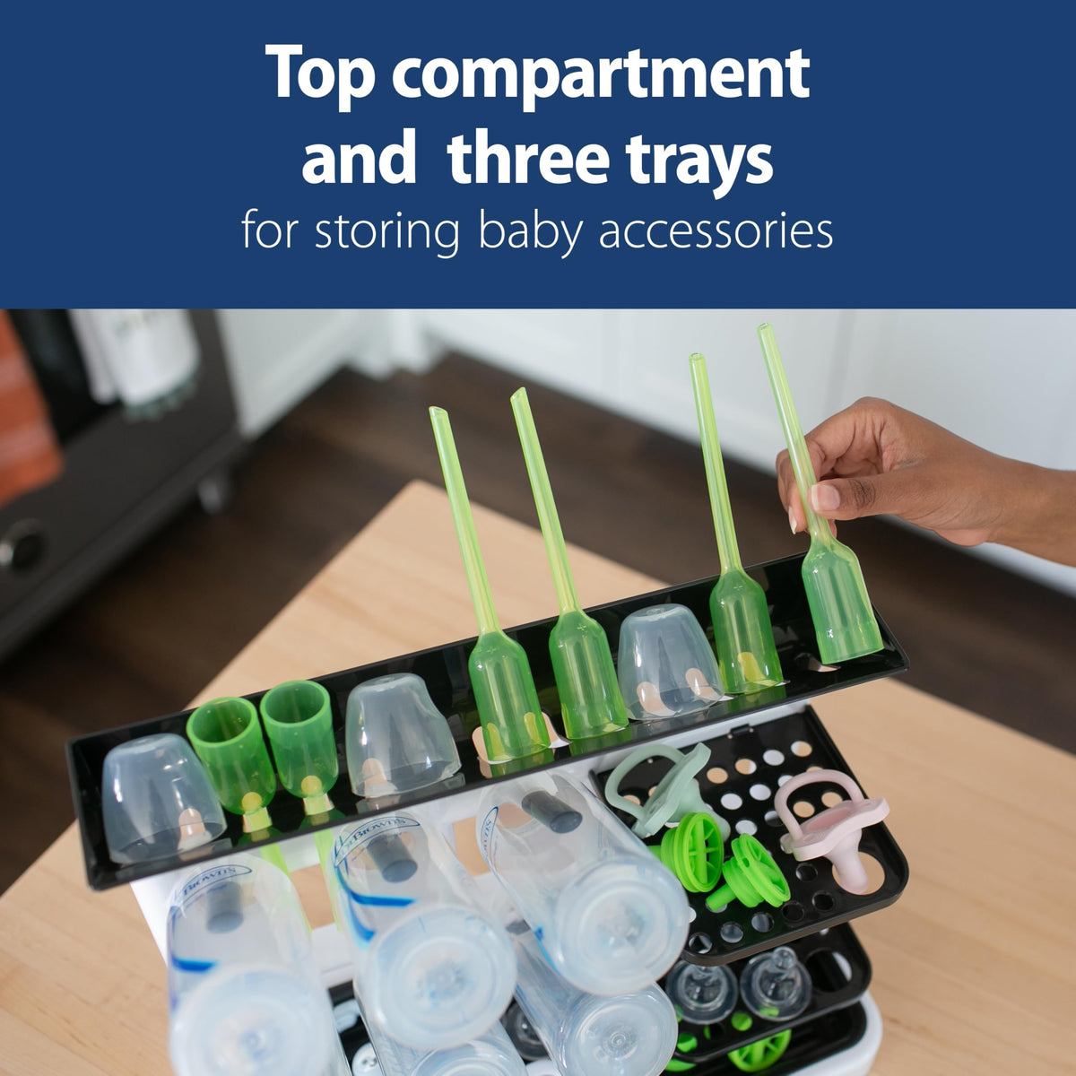 Dr. Brown's Drying Tower, Stand-Up Drying Rack, Countertop Baby Bottle Drying with Organized