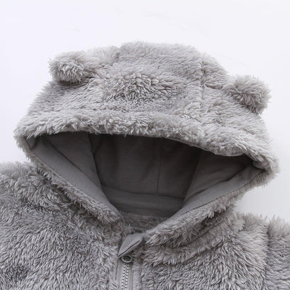 Newborn Baby Snowsuit Fleece Lined Onesie Outfits Warm Hooded Romper for Infant