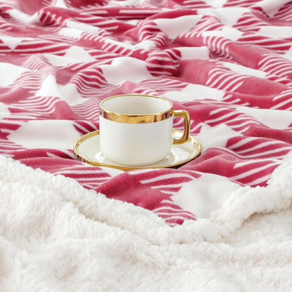Touchat Sherpa Plaid Twin Blanket 60" X 70", Fuzzy Fluffy Soft Cozy Throw Blanket, Twin Size Plush