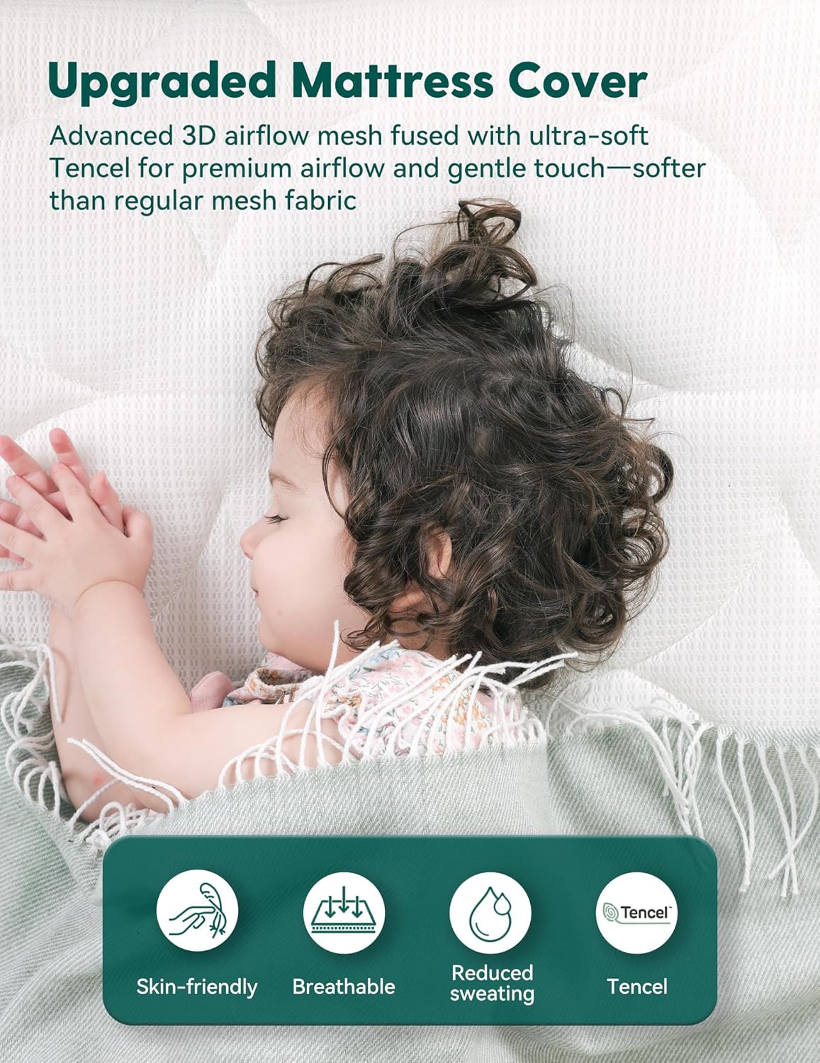 BABELIO Crib Mattress Ultra-Breathable 100% Washable Core Dual Sided Baby Toddler Mattress with