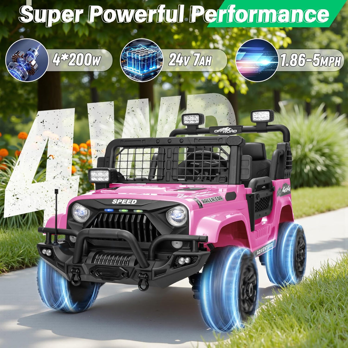 2 Seater Ride On Car Truck with Remote Control XL, Kids 24V Battery Powered Electric Vihicle w/21