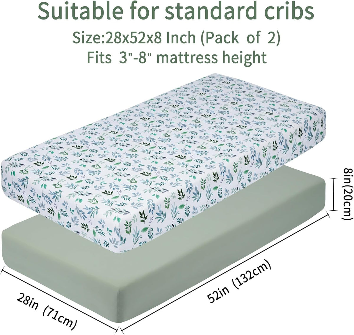 Baby Crib Sheets for Boys Girls, 2 Pack Fitted Crib Sheet for Standard Crib and Toddler Mattress
