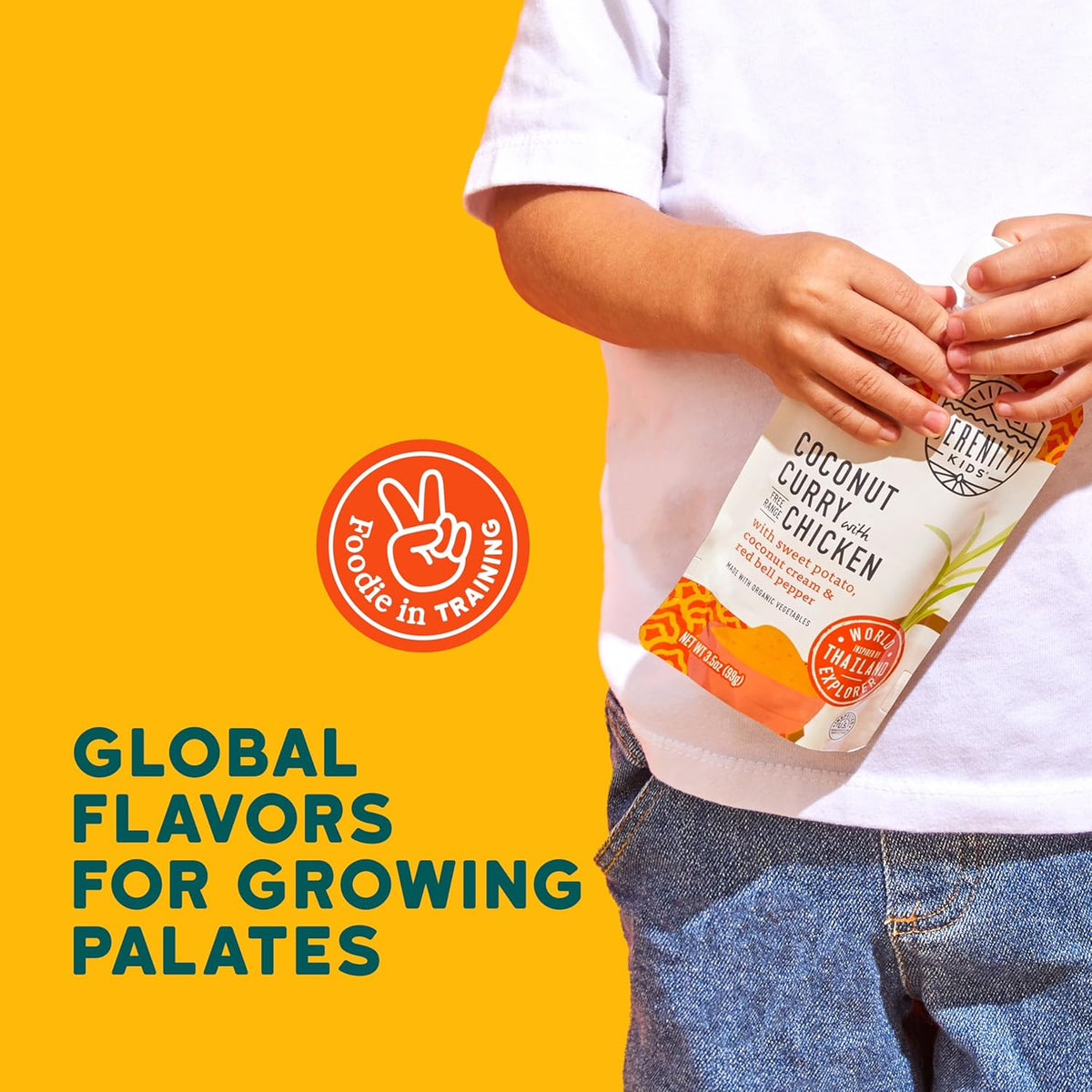 Serenity Kids 6+ Months World Explorers Coconut Curry Chicken Baby Food Pouch - BPA-Free Pouches