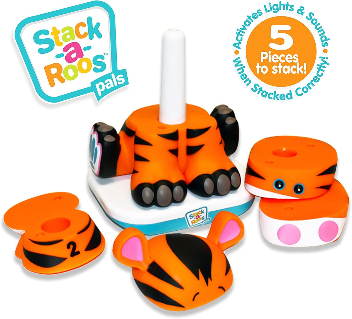 Stack-a-Roos Baby Tiger by Salus Brands - Animal Stacking Toy, Educational Early Learning Toy for