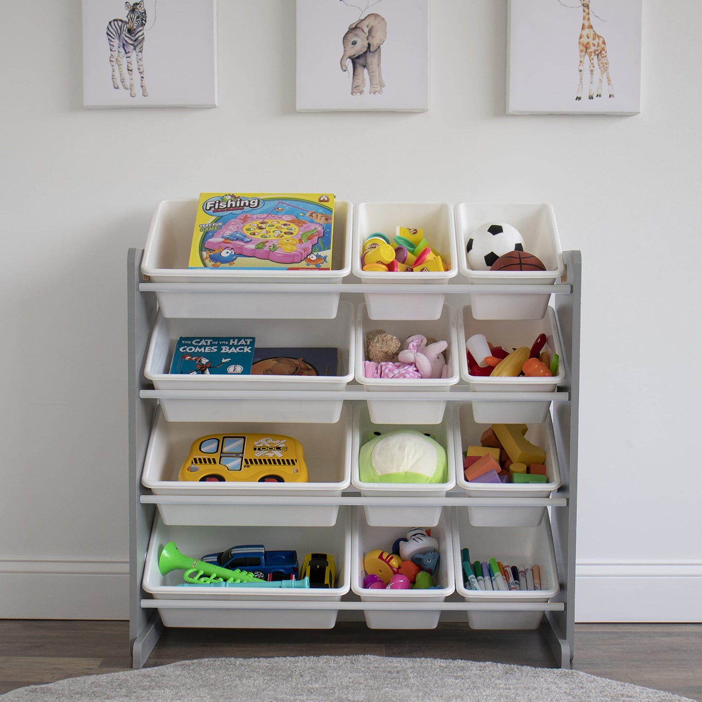 Humble Crew Kids Toy Organizer with 12 Bins, 4 Tier Storage for Playroom