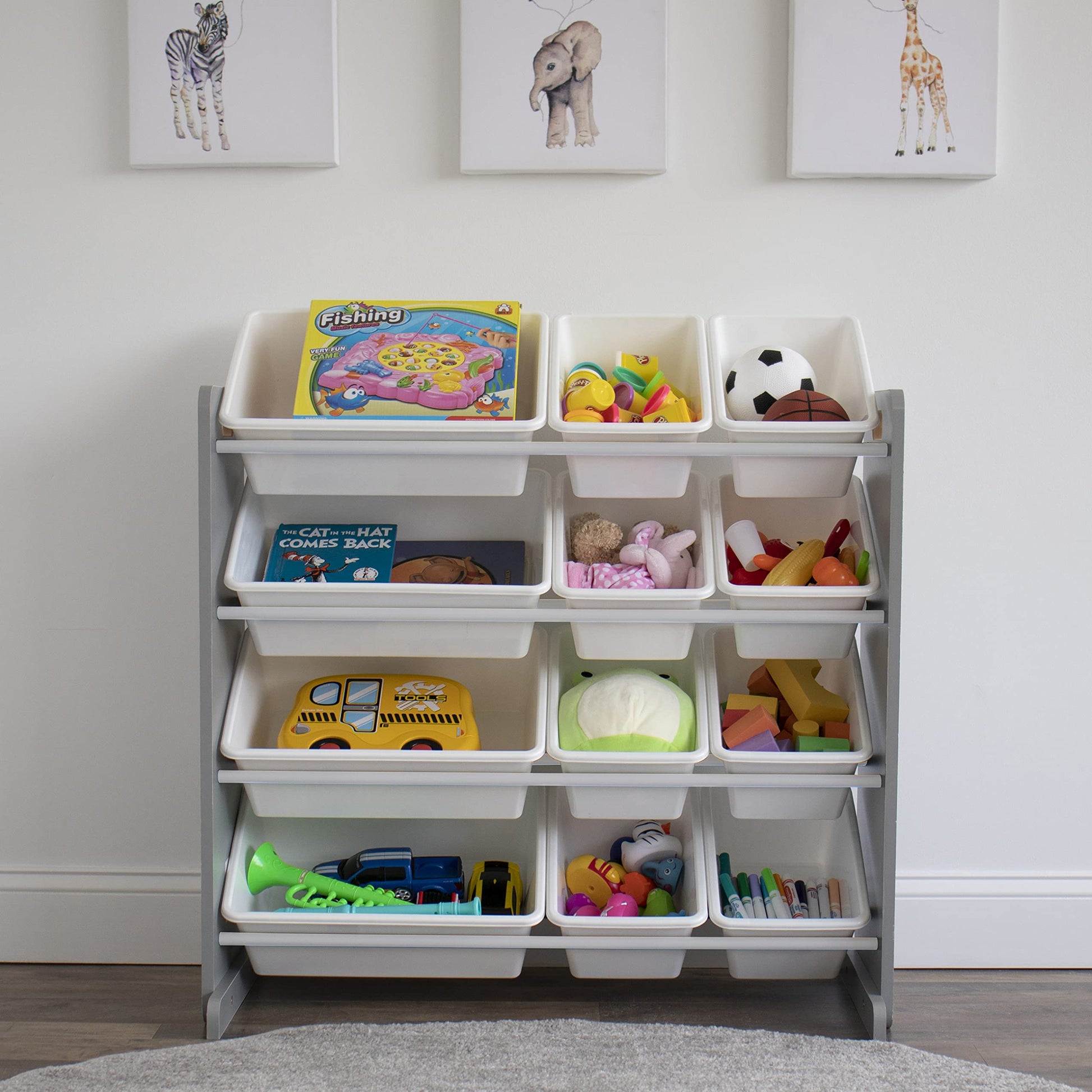 Humble Crew Kids Toy Organizer with 12 Bins, 4 Tier Storage for Playroom