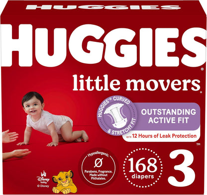Huggies Size 3 Diapers, Little Movers Baby Diapers, Size 3 (16-28 lbs), 168 Count (6 Packs of 28)