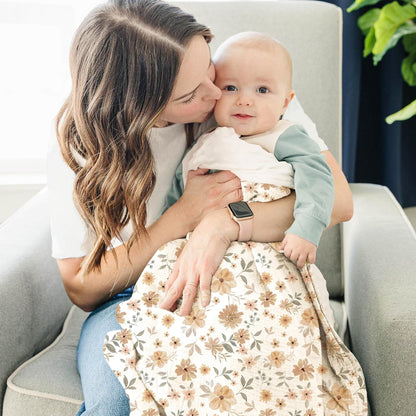 Konssy Baby Blankets for Unisex Boys Girls, Super Soft Nursery Minky Blankets with Muslin Cotton