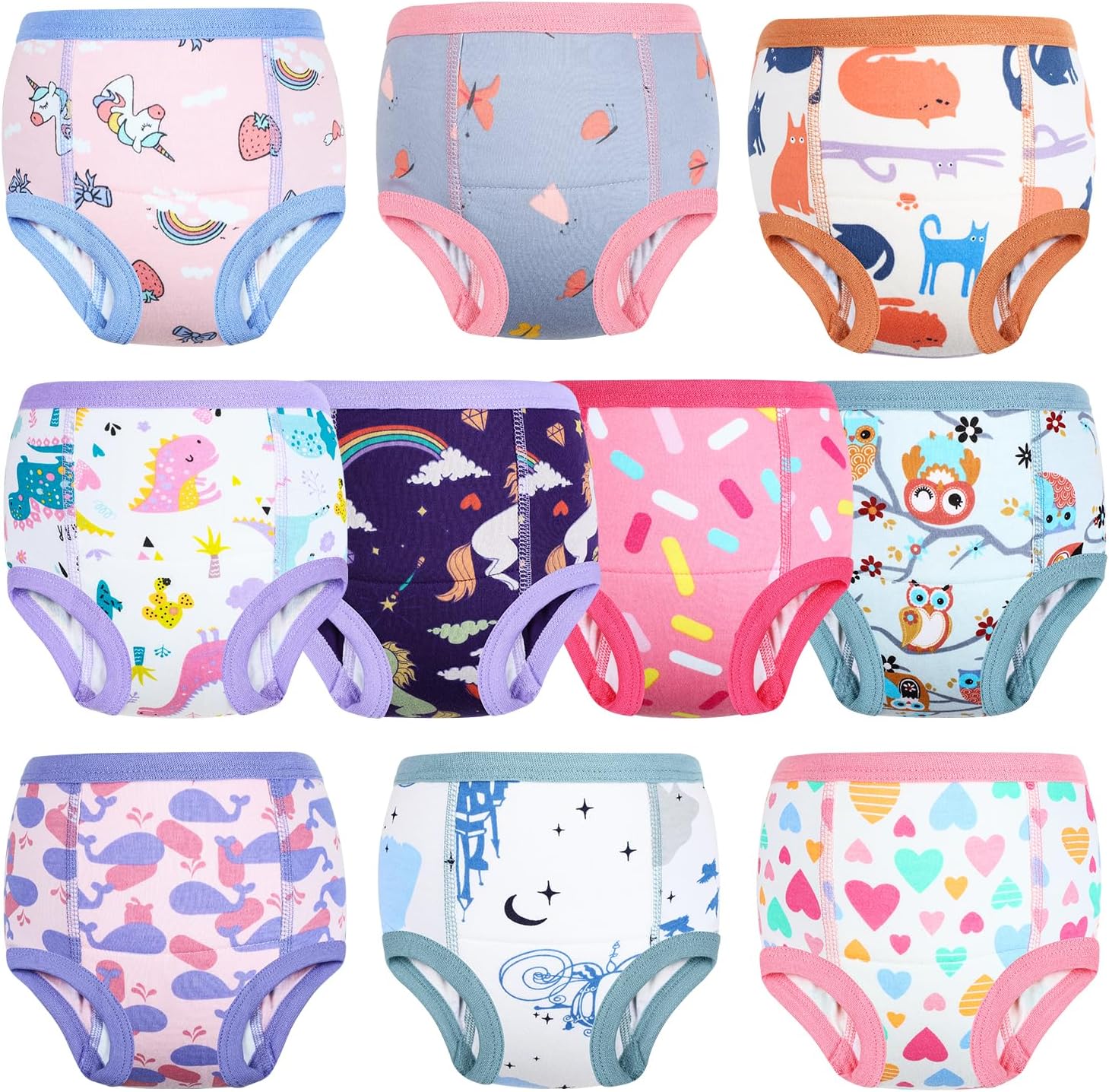 MooMoo Baby Potty Training Underwear 10 Packs Absorbent Toddler Training Pants for Boys and Girls
