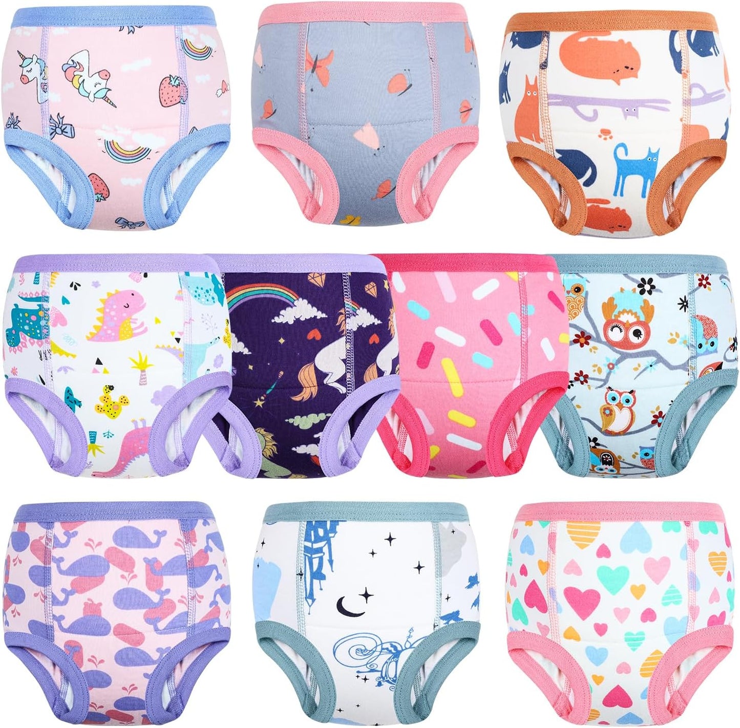MooMoo Baby Potty Training Underwear 10 Packs Absorbent Toddler Training Pants for Boys and Girls