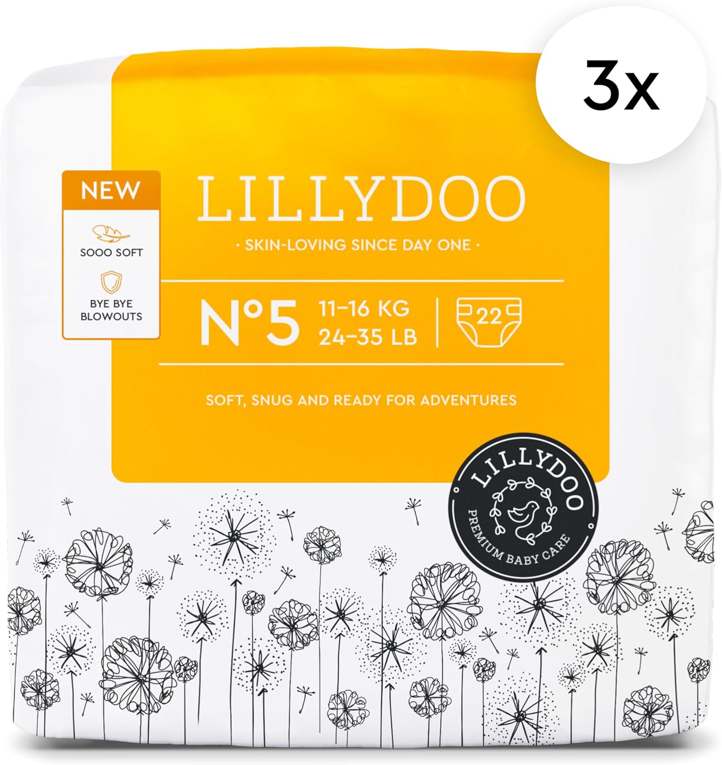 Baby Diapers - Size 5 (24-35 lbs), Half-Monthly Supply (66 Count), Leak Protection, Skin-Friendly