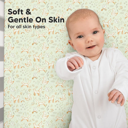 KeaBabies 2-Pack Organic Crib Sheets for Boys, Girls - 52x28 Fitted Crib Mattress Sheet Neutral