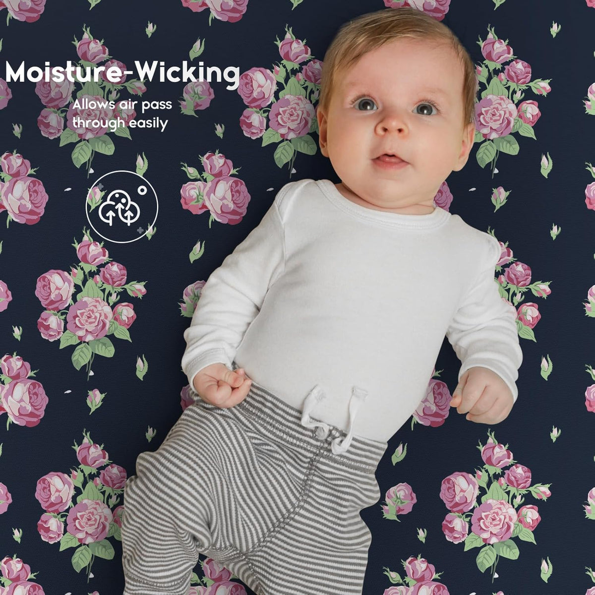 Yoofoss Pack and Play Sheets Fitted, Mini Crib Sheets 2-Pack for Pack N Play Mattress, Stretchy