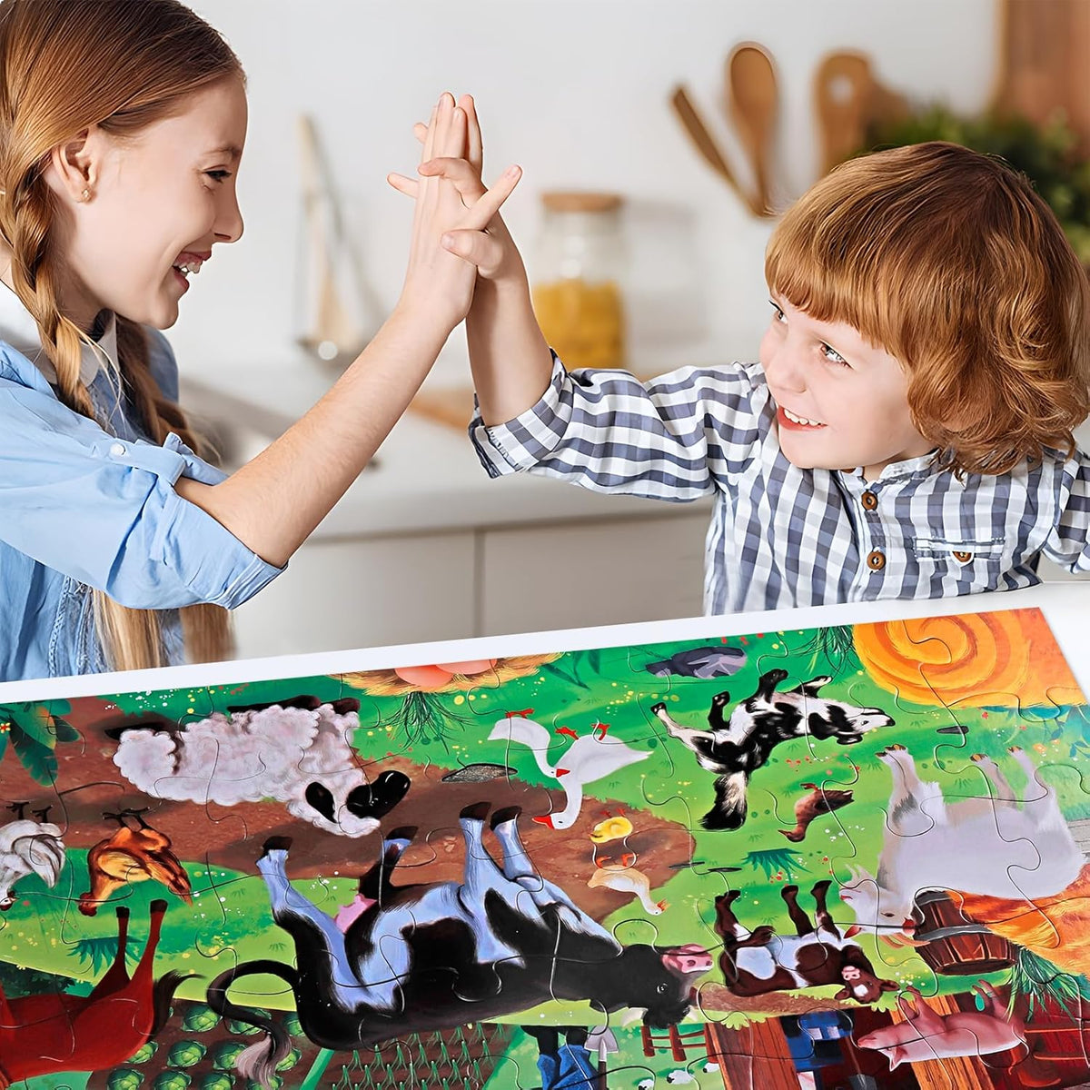 Jumbo Floor Puzzle for Kids,Farm Animals Jigsaw Large Puzzles,48 Piece Barn Puzzle for Toddler Ages