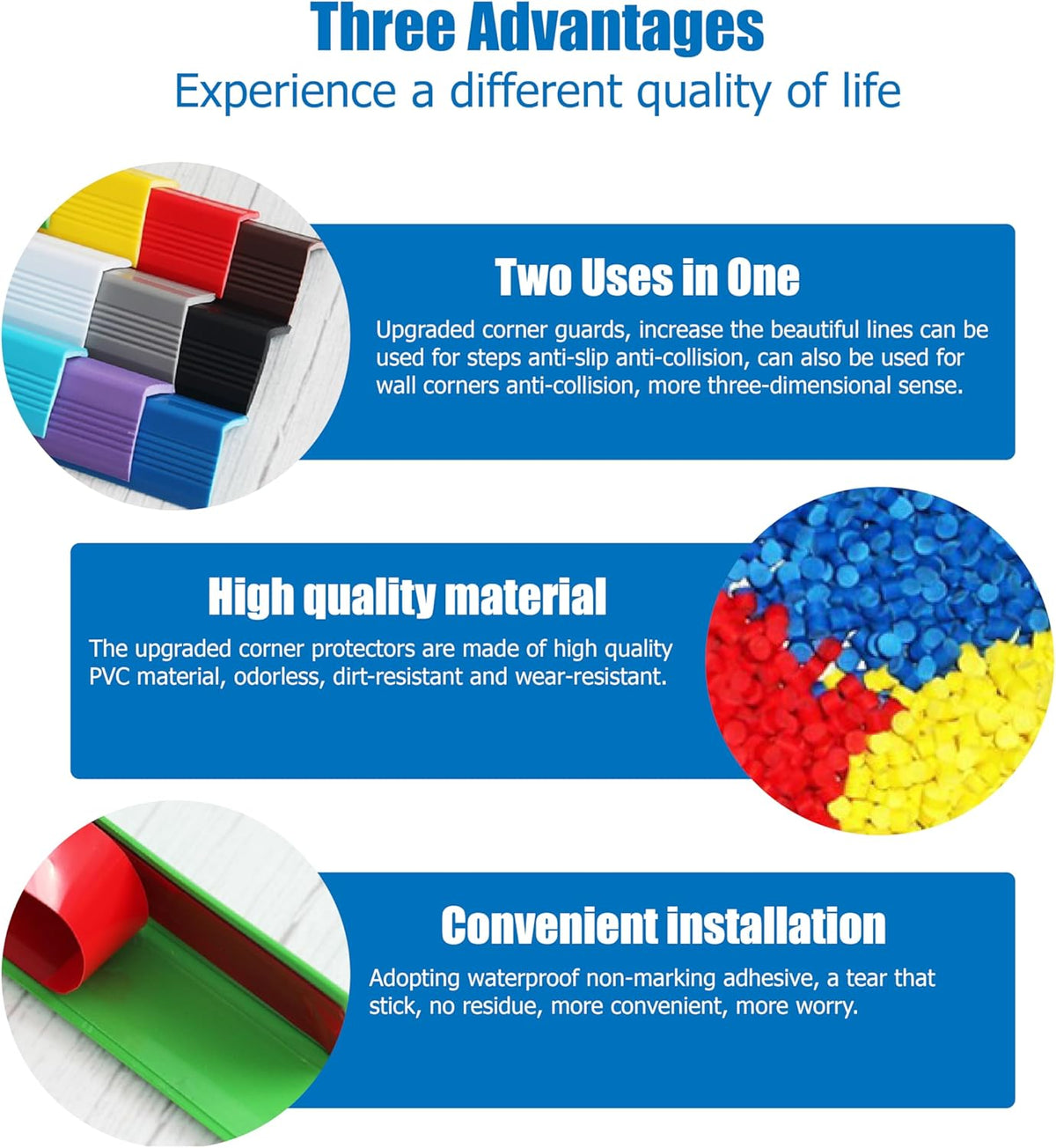 Wall Corner Protectors 4 Pack,1.57x1.57x23.62x0.12 inch PVC Double Side Proof Corner Guards for