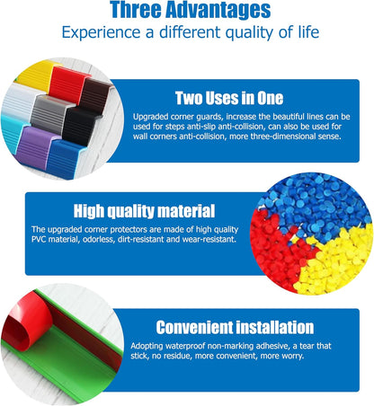 Wall Corner Protectors 4 Pack,1.57x1.57x23.62x0.12 inch PVC Double Side Proof Corner Guards for