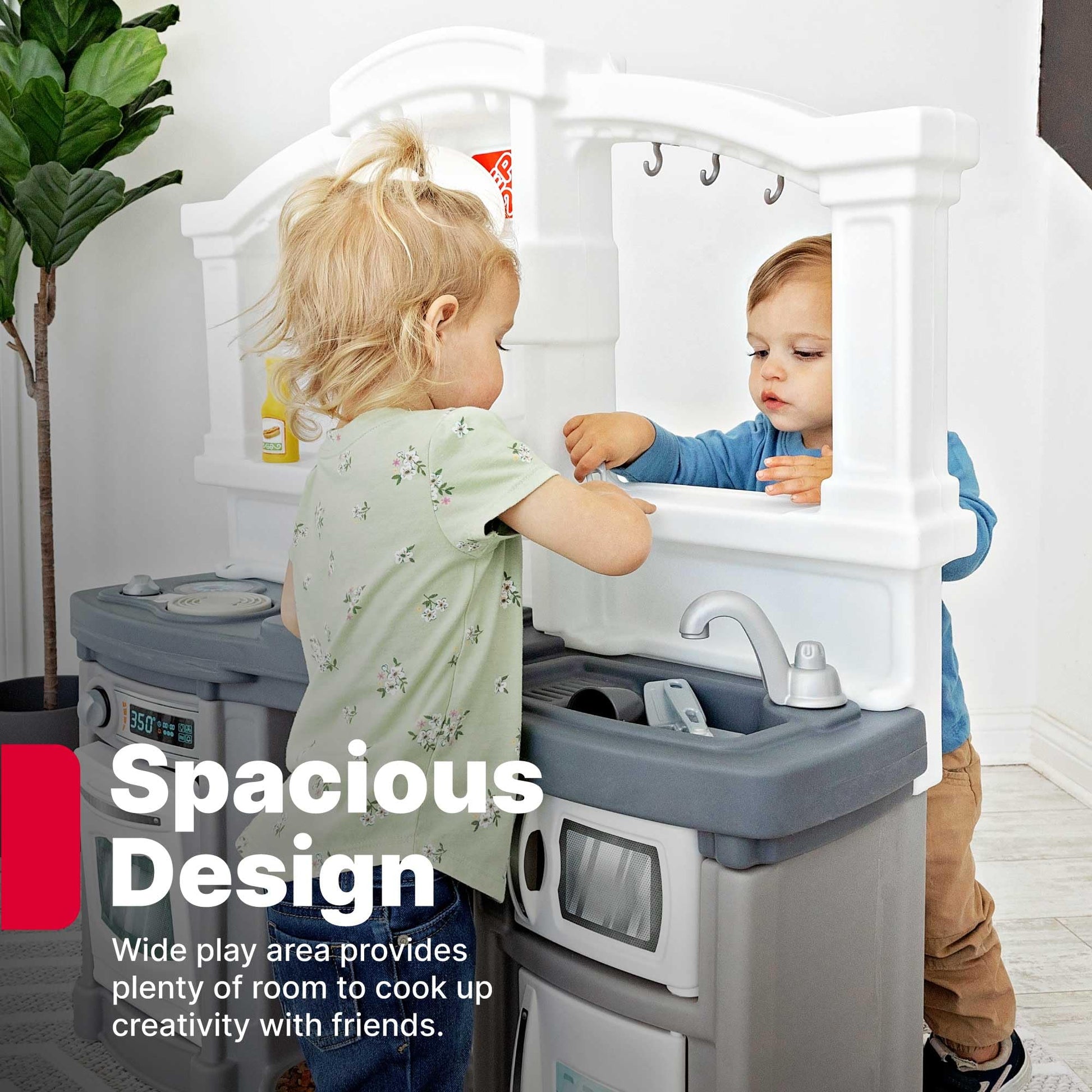 Step2 Fun with Friends Kids Kitchen Playset, Indoor/Outdoor Kitchenette with Lights & Sounds
