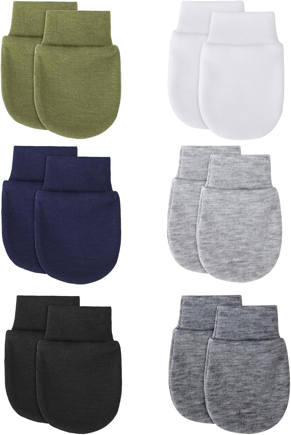 BQUBO 6 Pairs Newborn Baby Boys Girls Mittens 0-6 Months Unisex-Baby Infant Mittens Elastic No